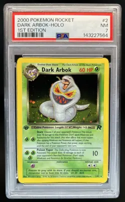 2000 Pokemon Team Rocket First Edition Dark Arbok Holo #2/82 PSA 7 - Image 1