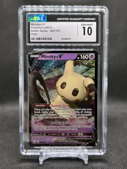 💥CGC GEM MINT 10💥MIMIKYU V POKEMON BATTLE STYLES 062/163 HOLO - Image 1