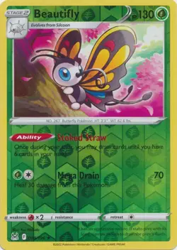 Reverse Holo Beautifly 008/196 Lost Origin Rare Pokemon TCG - Image 1