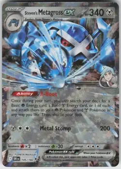 Pokemon Steven's Metagross ex 145/182 SV10: Destined Rivals Double Rare NM - Image 1