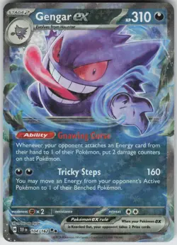 Pokemon Gengar ex - 104/162 SV05: Temporal Forces Double Rare NM - Image 1