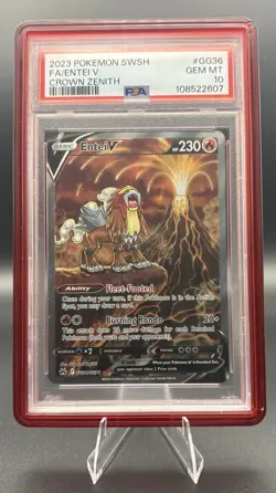 2023 POKEMON SWORD & SHIELD CROWN ZENITH #GG36 FULL ART/ENTEI V PSA 10 - Image 1