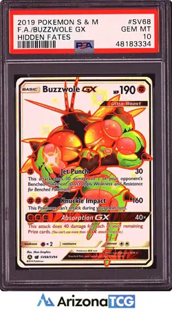 Pokemon 2019 Buzzwole GX SV68/SV94 Full Art SV Hidden Fates GEM MINT PSA 10 - Image 1