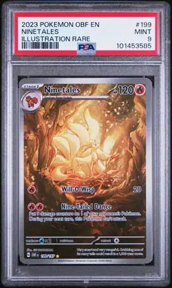PSA 9 - NINETALES - OBSIDIAN FLAMES ILLUSTRATION RARE #199 - 2023 POKEMON OBF EN - Image 1