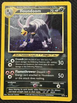 Pokemon TCG Neo Discovery Houndoom 4/75 Holo Rare Vintage WOTC 2001 Damaged HP - Image 1