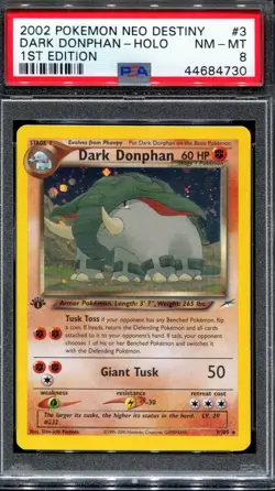PSA 8 Pokemon 2002 1st Edition Neo Destiny Dark Donphan Holo #3 - Image 1