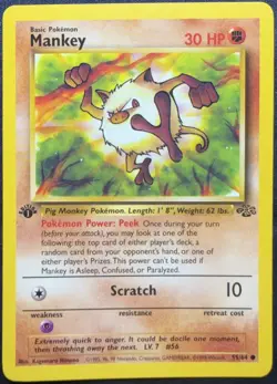 Pokemon TCG Mankey 55/64 Jungle Set First Edition Common Vintage - Image 1