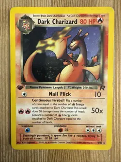 Pokemon TCG Dark Charizard Team Rocket 4/82 Holo 1st Edition Holo Rare DAMAGED - Image 1