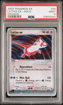2003 POKEMON EX DRAGON #93 LATIAS EX HOLO (PSA 9 MINT) SWIRL - Image 1