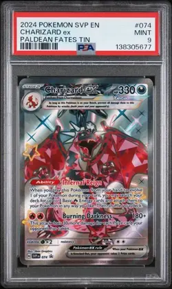 2024 POKEMON SVP EN-SV BLACK STAR PROMO PALDEAN FATES TIN CHARIZARD EX PSA 9 074 - Image 1