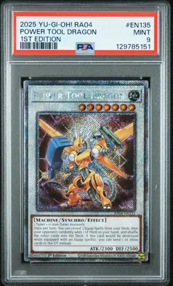 Power Tool Dragon RA04-EN135 Platinum Secret Rare 1st Edition Yugioh PSA 9 *151 - Image 1
