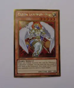 Celestia, Lightsworn Angel PGLD-EN087 (Gold Rare, 1st Ed, Lightly Played / LP) - Image 1