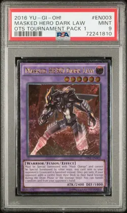 Masked Hero Dark Law OP01-EN003 Ultimate Rare Yugioh PSA 9 *810 - Image 1