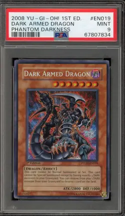 Yu-Gi-Oh! Dark Armed Dragon Phantom Darkness 1st Ed Secret Rare PTDN-EN019 PSA 9 - Image 1