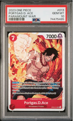 One Piece Portgas.D.Ace OP02-013 SR Paramount War English PSA 10 - Image 1