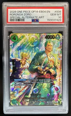 2026 One Piece Roronoa Zoro Special Alternate Art Rare #PRB02-006 PSA 10 - Image 1