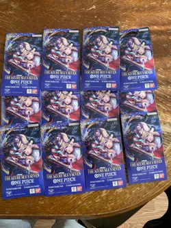 One Piece OP14 - THE AZURE SEA’S SEVEN - Sleeved Blister Booster Packs Lot Of 12 - Image 1