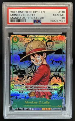 2025 One Piece Monkey.D.Luffy Manga Alternate Art Rare #OP13-118 PSA 10 GEM MINT - Image 1
