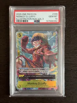 2025 ONE PIECE PROMOS ILLUSTRATION BOX VOL.3 #109 MONKEY D. LUFFY PSA 10 - Image 1