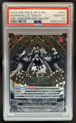 2025 One Piece OP12 Marshall.D.Teach Special Alt Art Silver #OP09-093 PSA 10 - Image 1