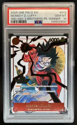 2025 One Piece 3rd Ann Tournament Monkey D. Luffy Promos #ST01-012 PSA 10 - Image 1