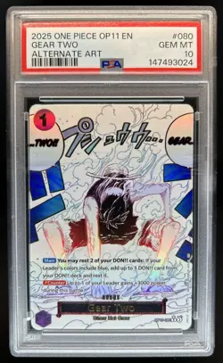 2025 One Piece Gear Two Rare Alternative Art #OP11-080 PSA 10 GEM MINT - Image 1