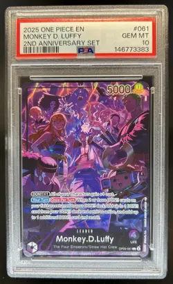 2025 One Piece 2nd Anniversary Set Monkey D Luffy #OP09-061 PSA 10 GEM MINT - Image 1