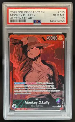 2025 One Piece 25th Collection EN Monkey.D.Luffy Alternate Art #EB02-010 PSA 10 - Image 1