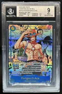 2025 One Piece Portgas D. Ace Secret Rare Manga Alt Art #OP13-119 BGS 9 - Image 1