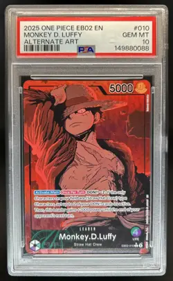 2025 One Piece 25th Collection EN Monkey.D.Luffy Alternate Art #EB02-010 PSA 10 - Image 1