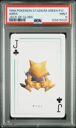 Pokemon Stadium Green Abra Jack of Clubs Playing Card 1998 PSA 9 MINT - Image 1