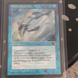 Magic: The Gathering Mystic Remora Ice Age Blue Common Enchantment Card - Image 1