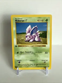 Pokemon Card - Nidoran M Base Set (Shadowless) 55/102 Common 1st Edition - Image 1