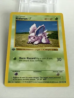 Pokemon Card - Nidoran M Base Set (Shadowless) 55/102 Common 1st Edition - Image 4