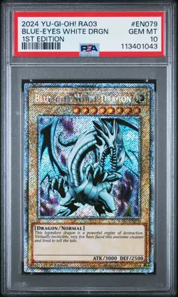 bonanza Blue-Eyes White Dragon RA03-EN079 Platinum Secret Rare Yu-Gi-Oh! PSA 10 - Image 1