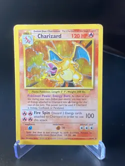 Pokemon TCG Charizard Base Set Holo Unlimited Rare Card 4/102 MP - Image 4