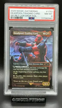Magic 2025 Deadpool Trading Card #1753 Secret Lair Drop-Foil PSA 8 - Image 1