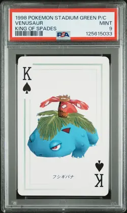 Pokemon Stadium Green Venusaur King of Spades Playing Card 1998 PSA 9 MINT - Image 1