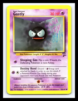💥 GASTLY Non Holo 2000 Pokemon Base Set 2 WOTC Vintage Card # 75/130 - Image 1
