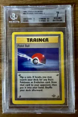 Poke Ball 64/64 Pokemon Card - 1999 Jungle Set, BGS 7 Near Mint - Image 1