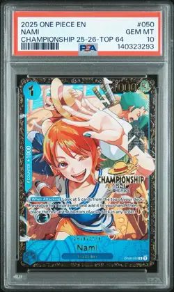 Bandai One Piece Card Game - Nami Championship Top 64 OP09-050 Foil PSA 10 - Image 1