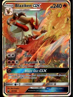 Blaziken GX Ultra Rare SM Celestial Storm 28/168 Fire Holofoil Pokemon Card - Image 1