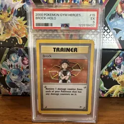 Pokemon Brock Trainer Card Gym Heroes Holographic Rare, 15/132 - Graded - PSA 5 - Image 1