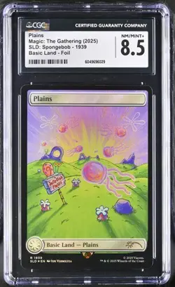 2025 MTG Secret Lair SpongeBob Foil - Plains #1939 - CGC 8.5 NM/Mint+ - Image 1