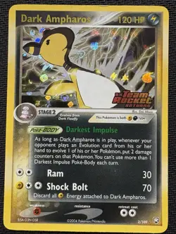 Pokemon Dark Ampharos Team Rocket Returns 2/109 Reverse Holo Stamped HP Damaged - Image 1