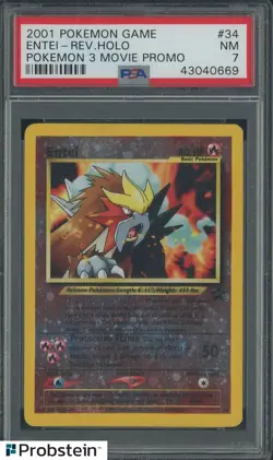 2001 Pokemon Game 3 Movie Promo #34 Entei Reverse Foil PSA 7 NM - Image 1