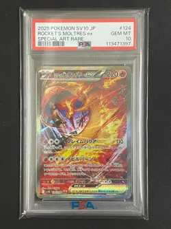 Rocket's Moltres ex 2025 Pokemon SV10 PSA 10 Special Art Rare Japanese #124 - Image 1