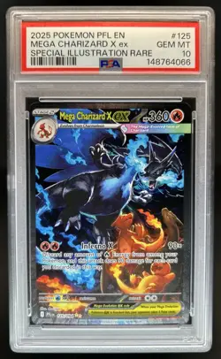2025 Pokemon PFL Mega Charizard X ex Special Illustration Rare #125/094 PSA 10 - Image 1