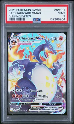 2021 POKEMON SWORD & SHIELD SHINING FATES #SV107 FULL ART/CHARIZARD VMAX PSA 9 - Image 1