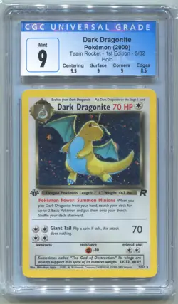 2000 POKEMON ROCKET 1ST EDITION #5 DARK DRAGONITE-HOLO w/SWIRL CGC 9 - Image 1